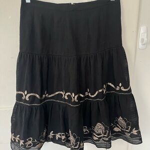 Elegant Black Gold Embroidered Skirt